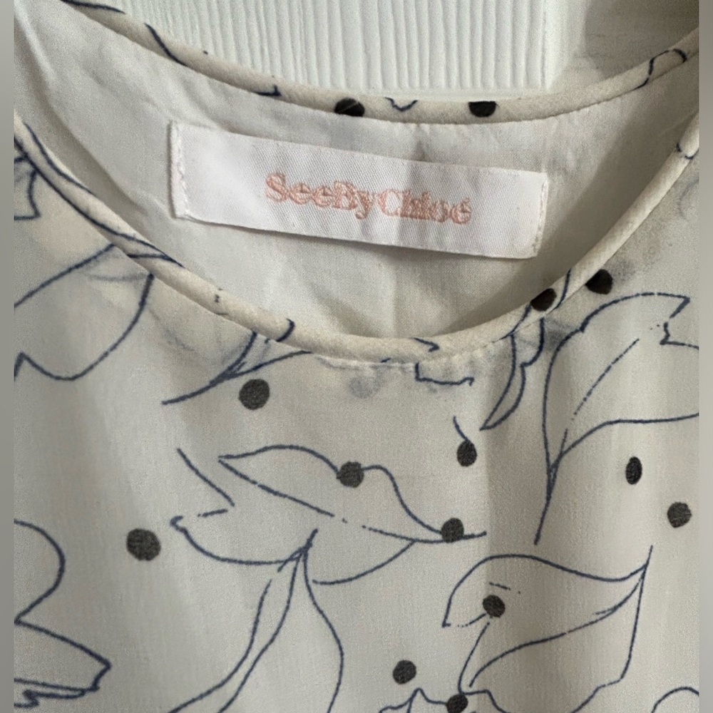 See By Chloe Off White Floral Tank Dress
